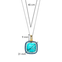 Ti Sento Yellow Gold Plated Turquoise Blue and Cubic Zirconia Pendant