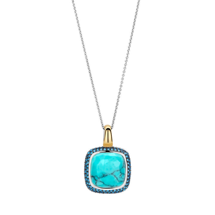 Ti Sento Yellow Gold Plated Turquoise Blue and Cubic Zirconia Pendant - Michael Jones Jeweller