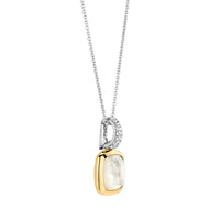 Ti Sento Yellow Gold Plated Mother of Pearl White and Cubic Zirconia Pendant - Michael Jones Jeweller