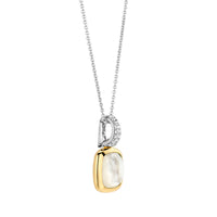 Ti Sento Yellow Gold Plated Mother of Pearl White and Cubic Zirconia Pendant