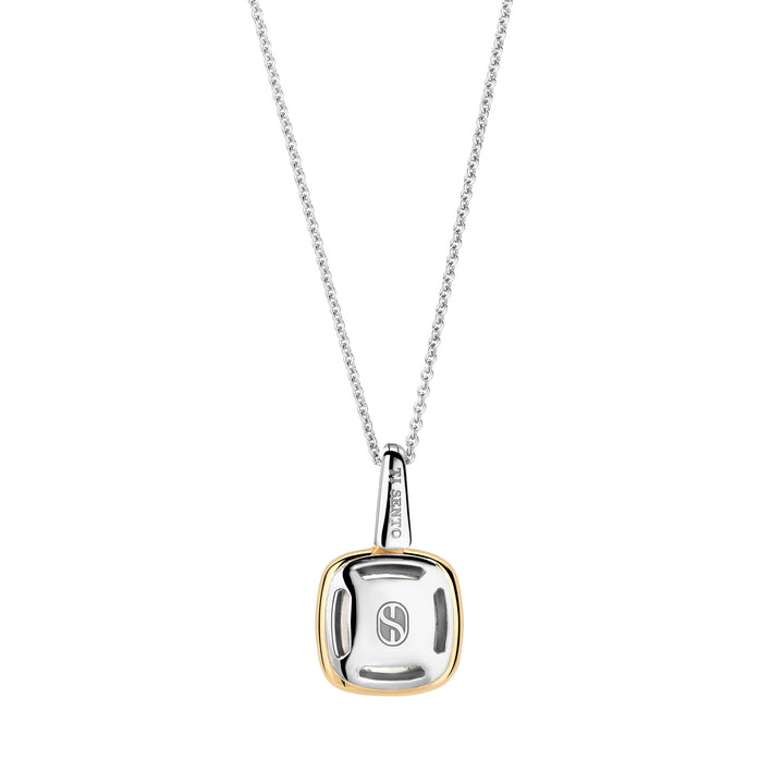 Ti Sento Yellow Gold Plated Mother of Pearl White and Cubic Zirconia Pendant