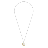 Ti Sento Yellow Gold Plated Mother of Pearl White and Cubic Zirconia Pendant