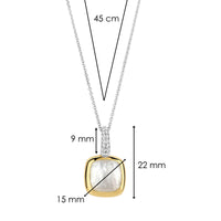 Ti Sento Yellow Gold Plated Mother of Pearl White and Cubic Zirconia Pendant