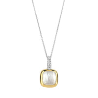 Ti Sento Yellow Gold Plated Mother of Pearl White and Cubic Zirconia Pendant - Michael Jones Jeweller
