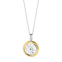 Ti Sento Yellow Gold Plated Turquoise Blue and Cubic Zirconia Sun Disc Pendant - Michael Jones Jeweller