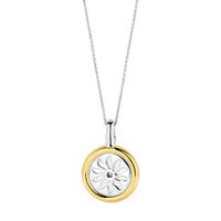 Ti Sento Yellow Gold Plated Turquoise Blue and Cubic Zirconia Sun Disc Pendant - Michael Jones Jeweller