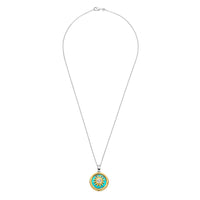 Ti Sento Yellow Gold Plated Turquoise Blue and Cubic Zirconia Sun Disc Pendant - Michael Jones Jeweller