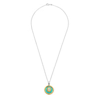 Ti Sento Yellow Gold Plated Turquoise Blue and Cubic Zirconia Sun Disc Pendant - Michael Jones Jeweller