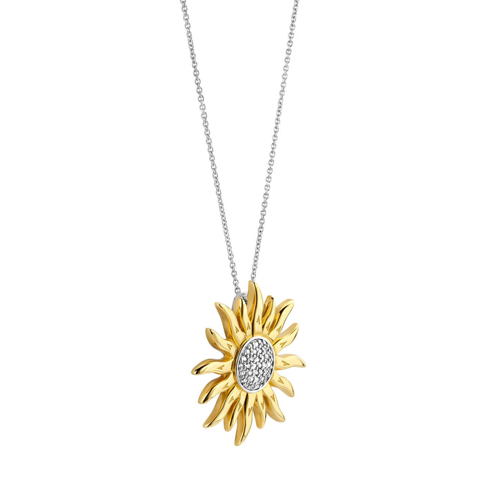 Ti Sento Yellow Gold Plated Cubic Zirconia Sun Pendant