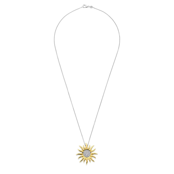 Ti Sento Yellow Gold Plated Cubic Zirconia Sun Pendant - Michael Jones Jeweller