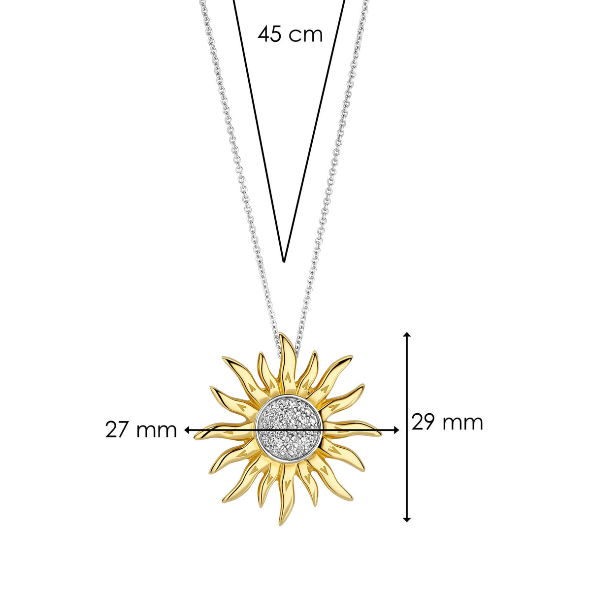 Ti Sento Yellow Gold Plated Cubic Zirconia Sun Pendant - Michael Jones Jeweller