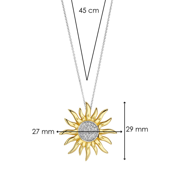 Ti Sento Yellow Gold Plated Cubic Zirconia Sun Pendant - Michael Jones Jeweller