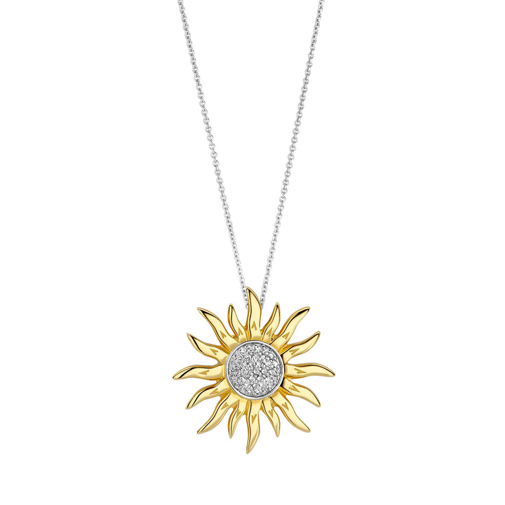 Ti Sento Yellow Gold Plated Cubic Zirconia Sun Pendant - Michael Jones Jeweller