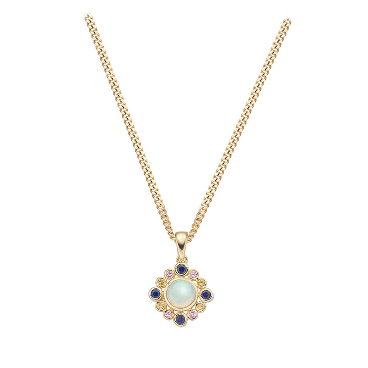 Amore Opal Hues Opal and Sapphire 9ct Yellow Gold Pendant