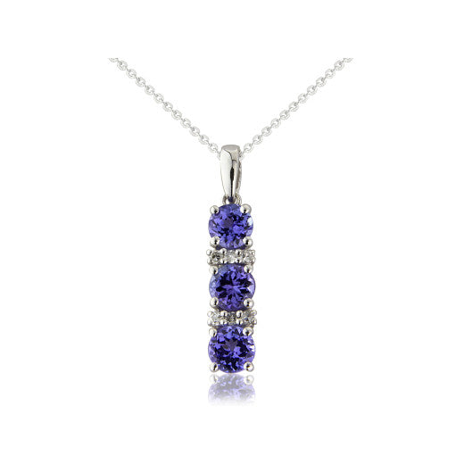 Tanzanite and Diamond 9ct White Gold Pendant - Michael Jones Jeweller