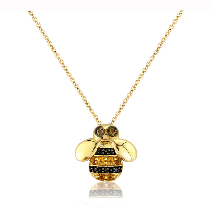 Citrine and Diamond 9ct Yellow Gold Bee Necklace - Michael Jones Jeweller