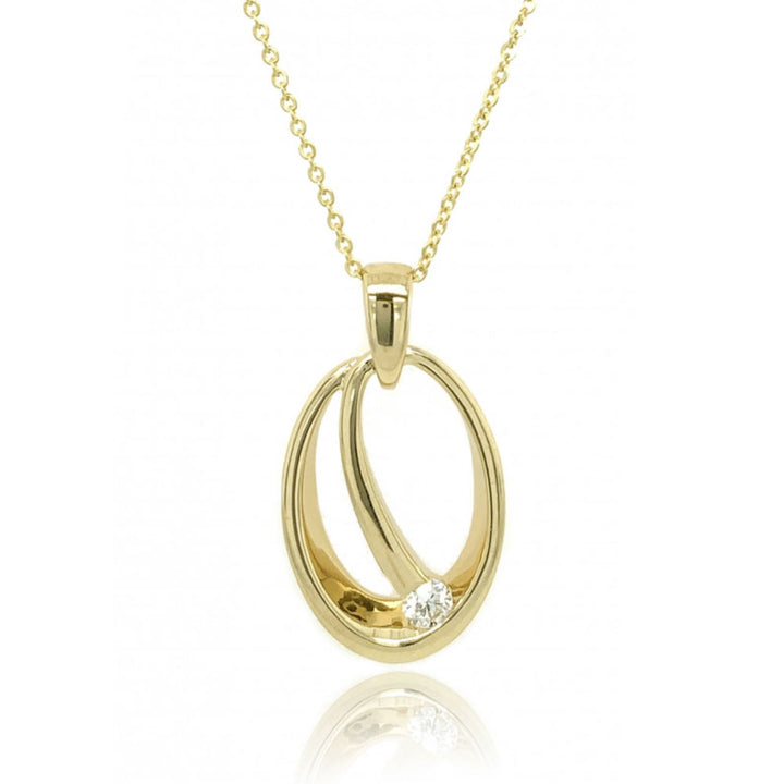 Diamond Open Oval Pendant - Michael Jones Jeweller