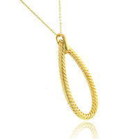 9ct Yellow Gold Pear Shape Rope Pendant Necklace - Michael Jones Jeweller