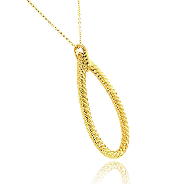 9ct Yellow Gold Pear Shape Rope Pendant Necklace