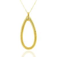 9ct Yellow Gold Pear Shape Rope Pendant Necklace - Michael Jones Jeweller