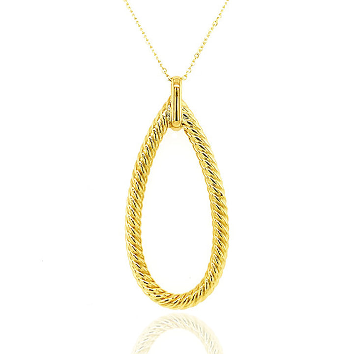 9ct Yellow Gold Pear Shape Rope Pendant Necklace