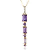 9ct Yellow Gold Graduated Amethyst Pendant - Michael Jones Jeweller
