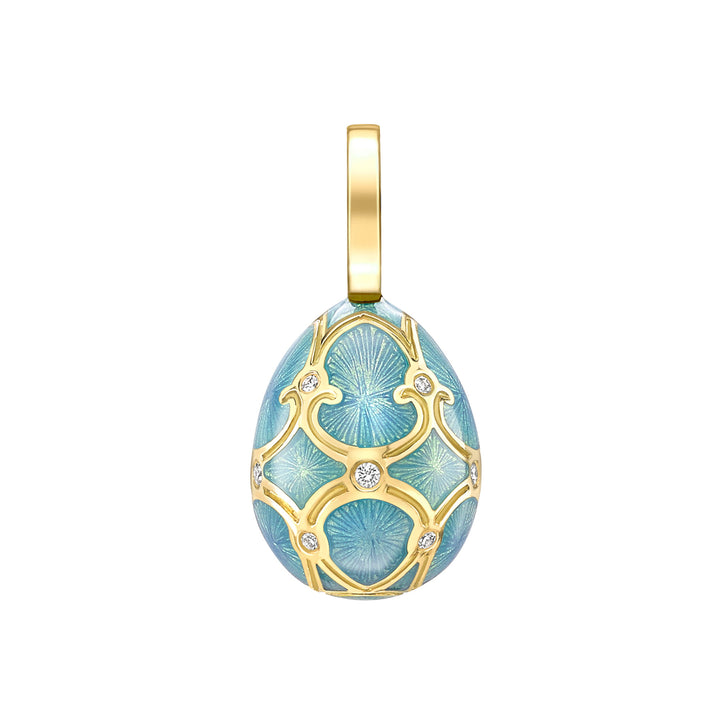 Fabergé Heritage Yellow Gold Turquoise Guilloché Enamel Egg Charm - Michael Jones Jeweller