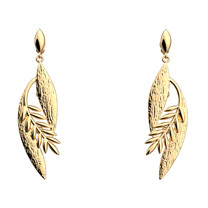 Les Georgettes 25mm Laurier Brass and Yellow Gilt Drop Earrings 70398681900
