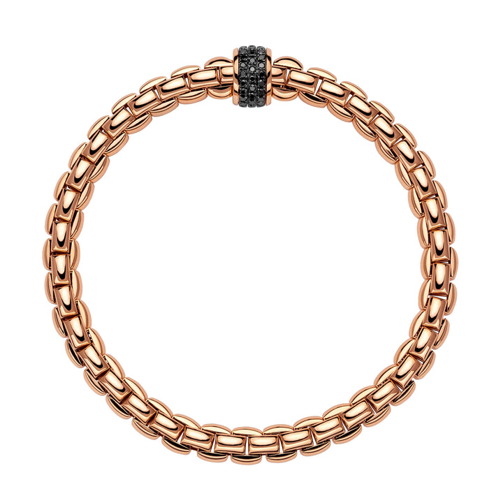 FOPE Flex'it Eka 18ct Rose Gold 0.56ct Black Diamond Set Bracelet Large