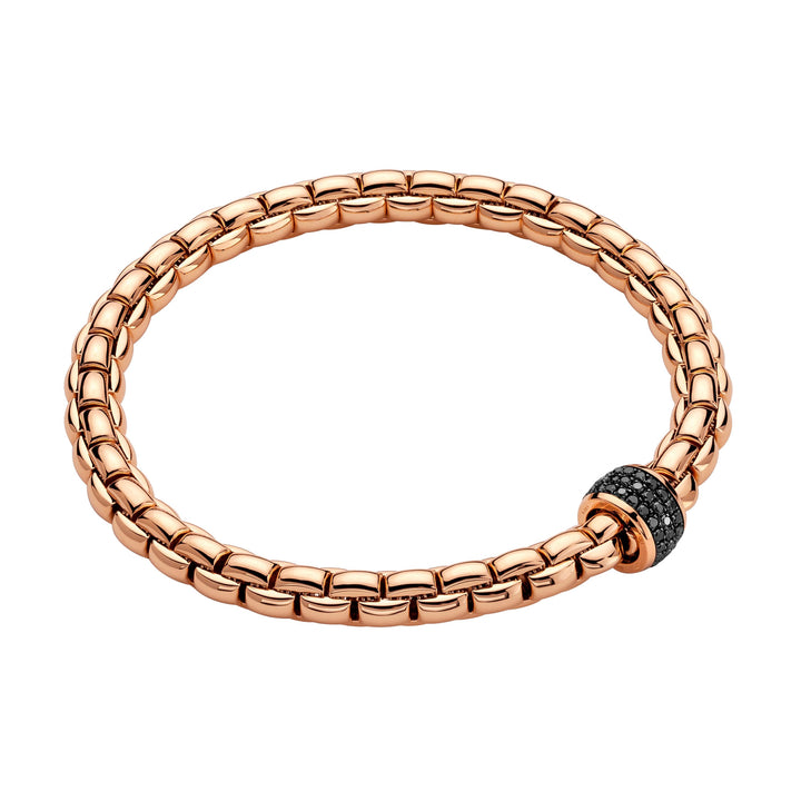 FOPE Flex'it Eka 18ct Rose Gold 0.56ct Black Diamond Set Bracelet Large