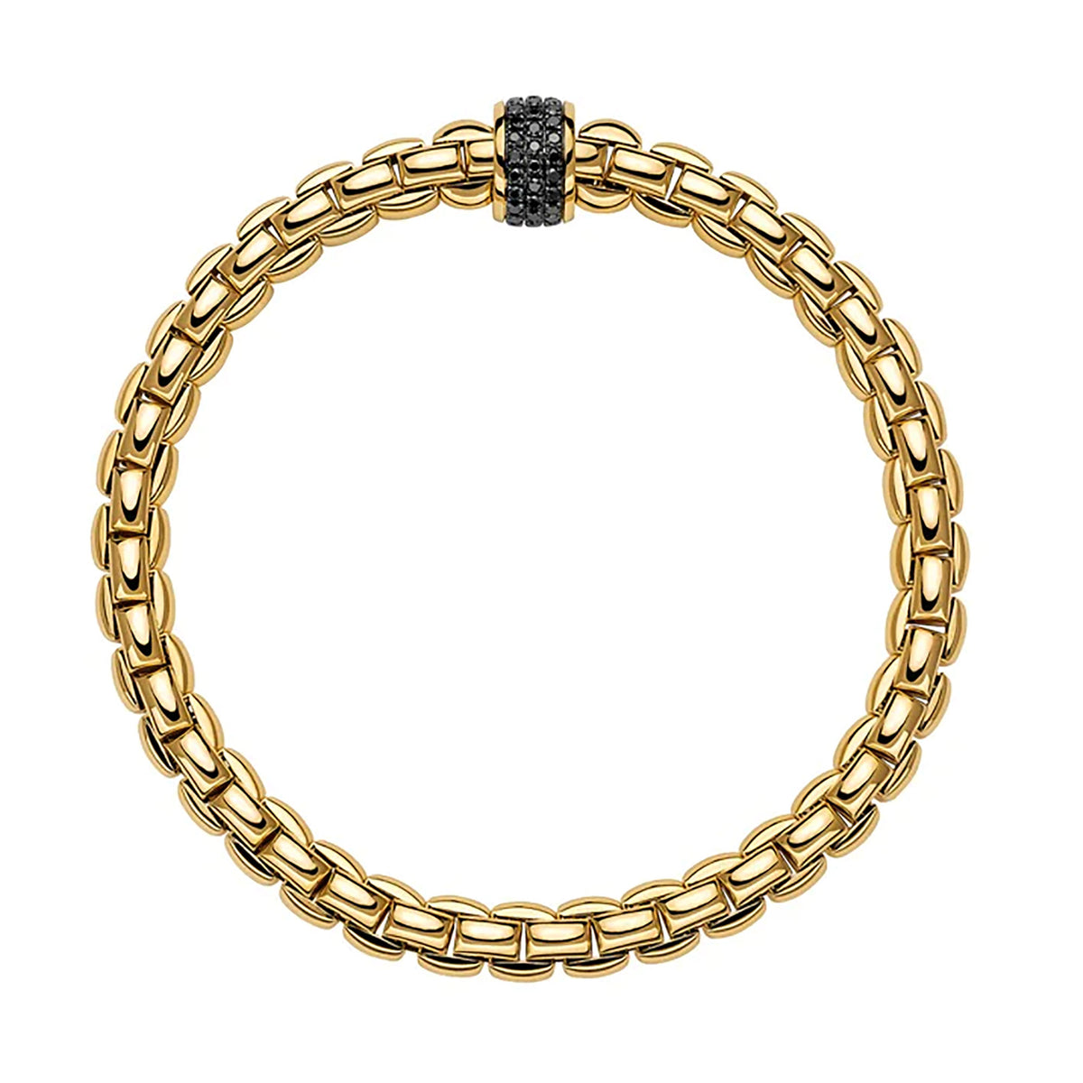 FOPE Eka Tiny 18ct Yellow Gold 0.54ct Black Diamond Set Bracelet Extra Large - Michael Jones Jeweller