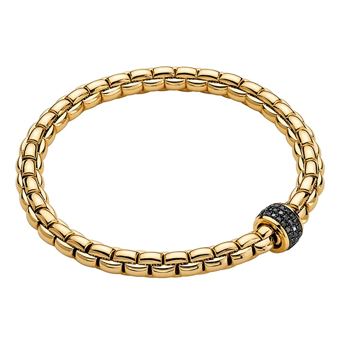 FOPE Eka Tiny 18ct Yellow Gold 0.54ct Black Diamond Set Bracelet Extra Large - Michael Jones Jeweller