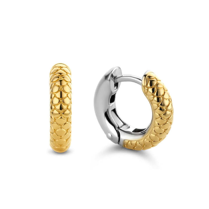 Ti Sento Yellow Gold Plated Snake Patterned Hoop Earrings