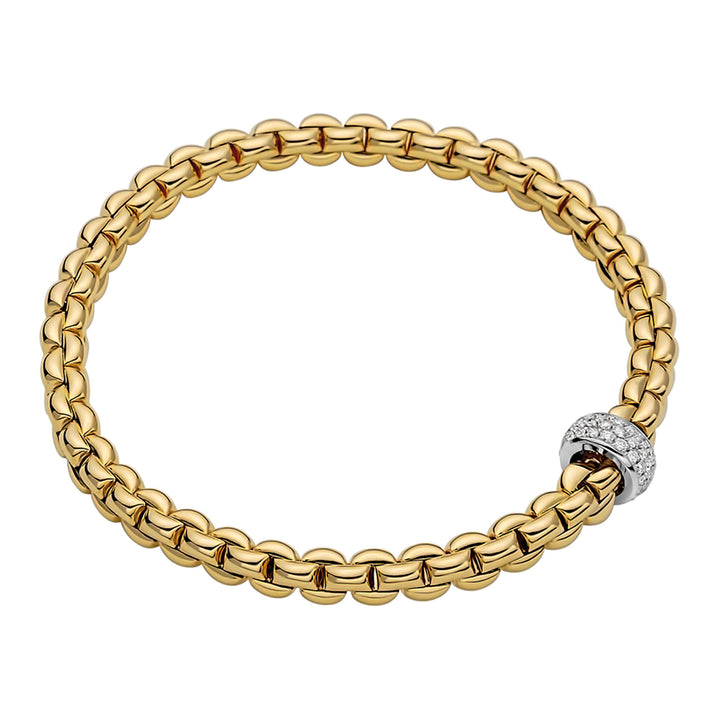 FOPE Flex'it Eka 18ct Yellow and White Gold 0.37ct Diamond Set Bracelet Medium - Michael Jones Jeweller