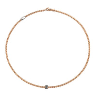 FOPE Flex'it Eka 18ct Rose and White Gold 0.20ct Black Diamond Set Necklace 50cm - Michael Jones Jeweller