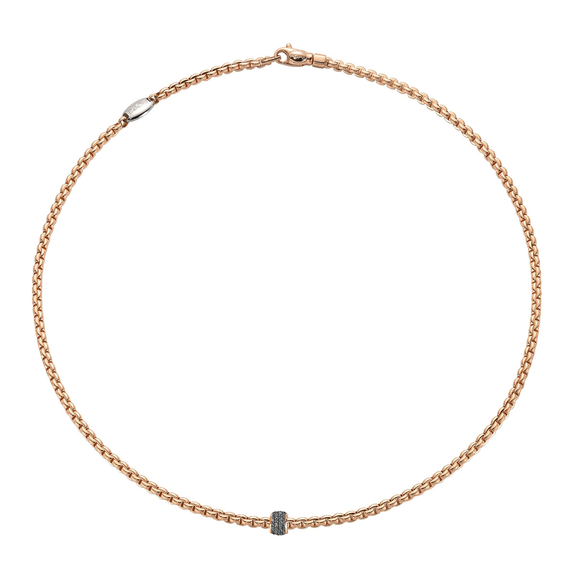 FOPE Flex'it Eka 18ct Rose and White Gold 0.20ct Black Diamond Set Necklace 50cm - Michael Jones Jeweller