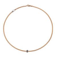 FOPE Flex'it Eka 18ct Rose and White Gold 0.20ct Black Diamond Set Necklace 50cm - Michael Jones Jeweller