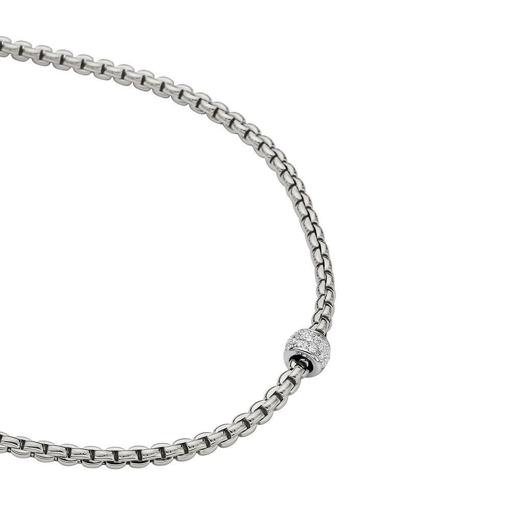 FOPE Eka Tiny 18ct White Gold 0.19ct Diamond Set Necklace 80cm 730C PAVE - Michael Jones Jeweller