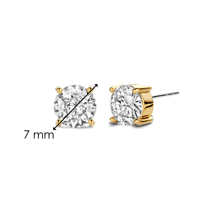 Ti Sento Yellow Gold Plated Cubic Zirconia Stud Earrings - Michael Jones Jeweller
