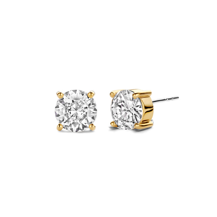 Ti Sento Yellow Gold Plated Cubic Zirconia Stud Earrings - Michael Jones Jeweller