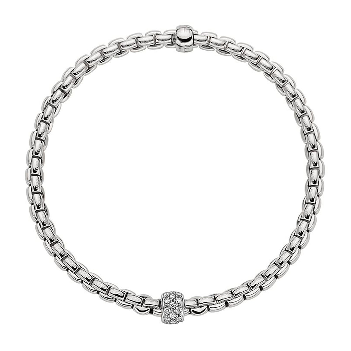 FOPE Flex'it Eka Tiny 18ct White Gold 0.19ct Diamond Set Bracelet Medium - Michael Jones Jeweller