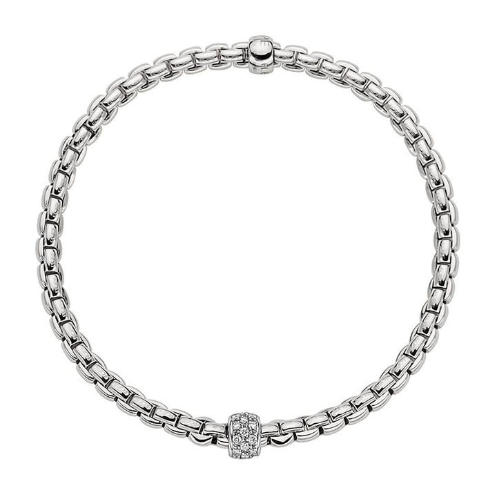 FOPE Flex'it Eka Tiny 18ct White Gold 0.19ct Diamond Set Bracelet Medium