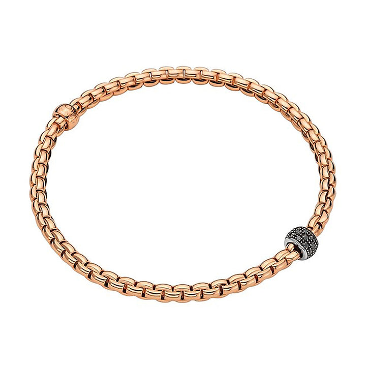 FOPE Flex'it Eka 18ct Rose and White Gold 0.20ct Black Diamond Set Bracelet Extra Large - Michael Jones Jeweller