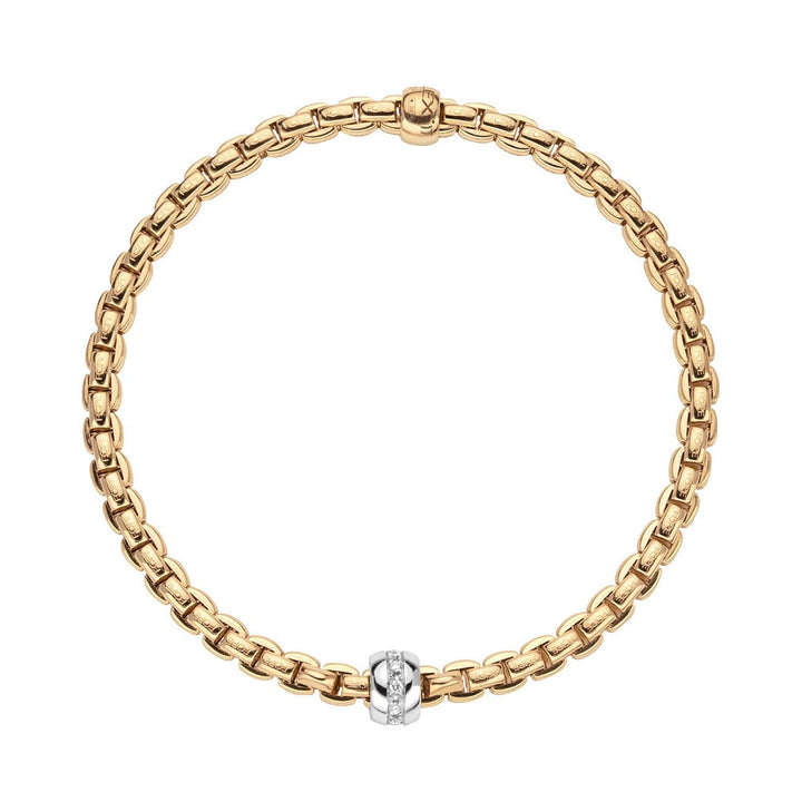FOPE Eka Tiny 18ct Yellow Gold 0.07ct Diamond Set Bracelet Medium 733B BBR