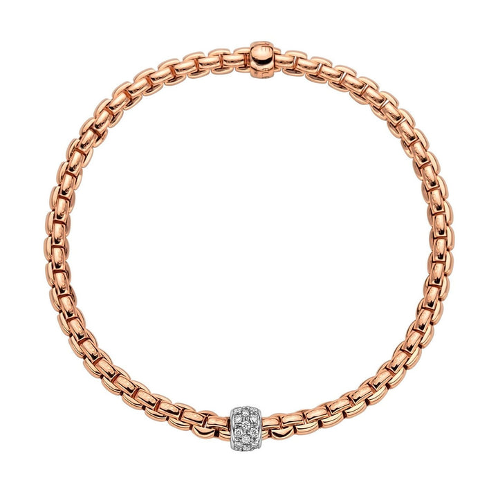 Fope Eka Tiny 18ct Rose Gold 0.19ct Diamond Set Bracelet Medium - Michael Jones Jeweller