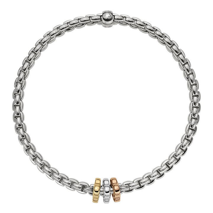 Fope Eka Tiny 18ct White Gold Tricolour Bracelet Medium - Michael Jones Jeweller