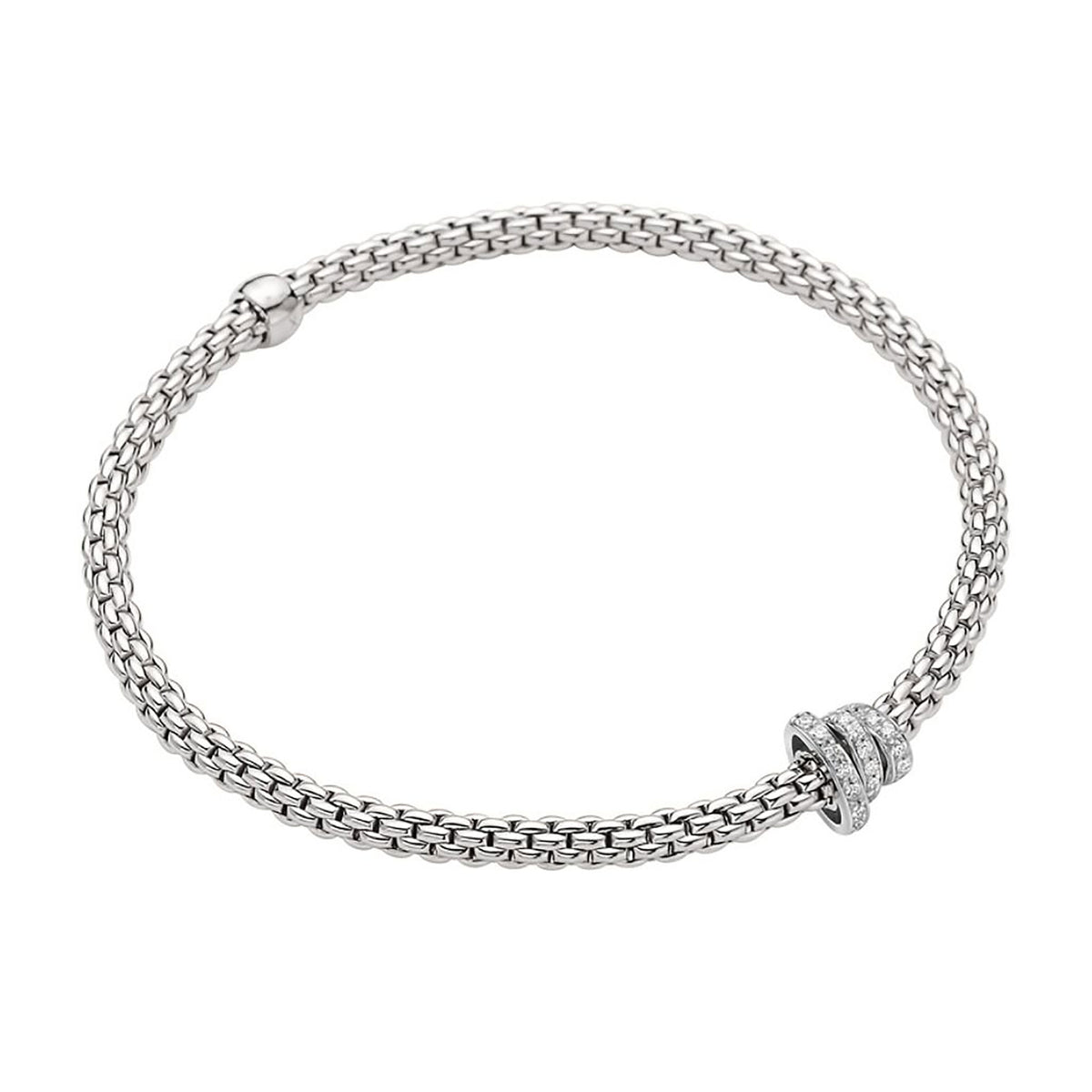 FOPE Flex'it Prima 18ct White Gold 0.31ct Diamond Set Bracelet Medium - Michael Jones Jeweller