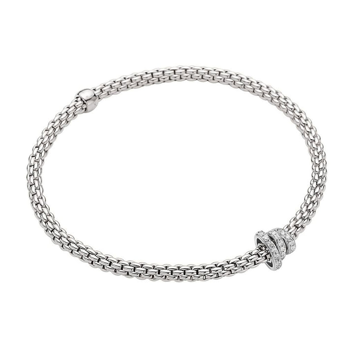 FOPE Flex'it Prima 18ct White Gold 0.31ct Diamond Set Bracelet Medium