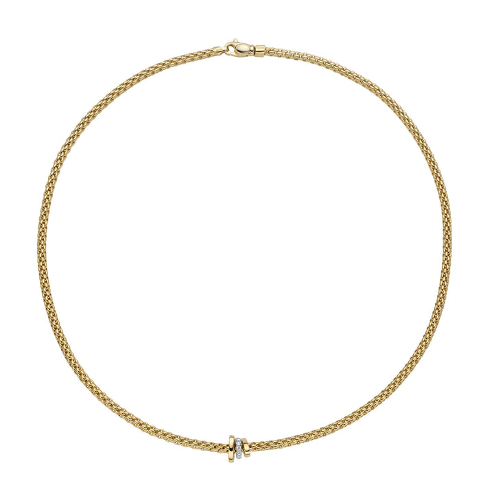 FOPE Flex'it Prima 18ct Yellow and White Gold 0.10ct Diamond Set Necklace 43cm