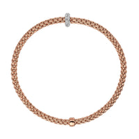 FOPE Flex'it Prima 18ct Rose and White Gold 0.18ct Diamond Set Bracelet Medium - Michael Jones Jeweller